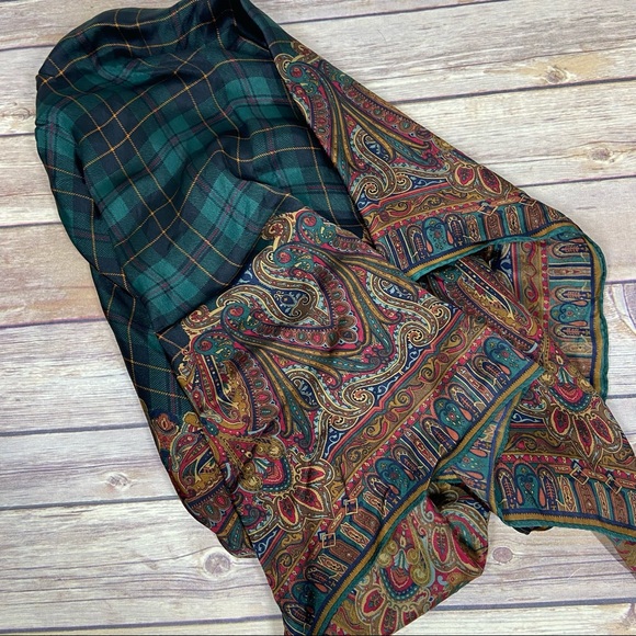 Ralph Lauren Accessories - RALPH LAUREN 100% Silk Scarf with Classic plaid and print